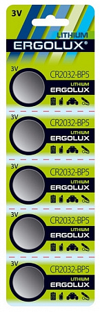 Элемент питания Ergolux CR-2032