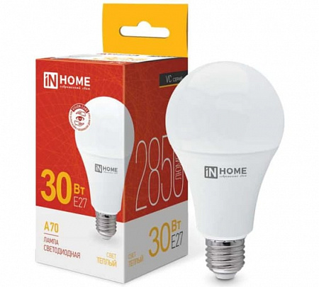 Лампа светодиодная IN HOME LED-A70-VC 30Вт 230В Е27 3000К 2850Лм