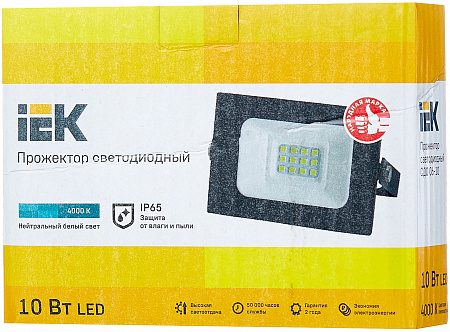 Прожектор СДО 06-10 светодиодный черный IP65 4000 K IEK