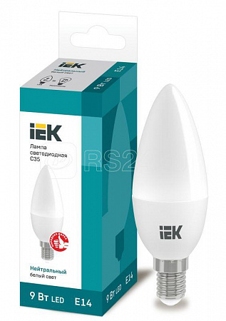 Лампа светодиодная ECO C35 свеча 9Вт 230В 4000К E14 IEK
