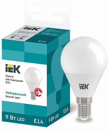 Лампа светодиодная LED G45 шар 9Вт 230В 4000К E14 IEK