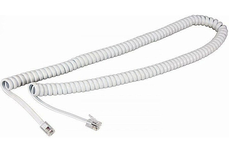 Шнур витой трубочный 2м телефонный белый