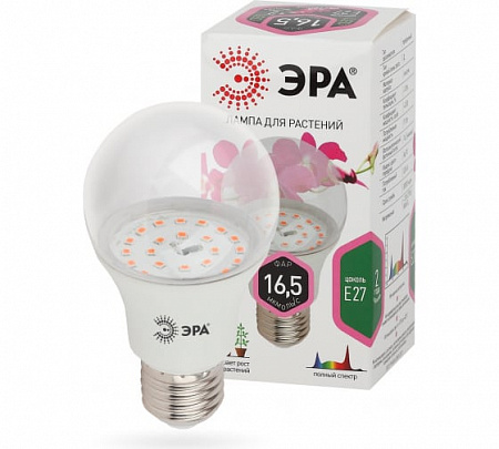 Лампа светодиодная для растений ЭРА FITO-11W-Ra90-E27 полного спектра 11 Вт Е27