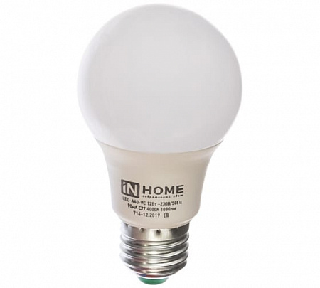 Лампа светодиодная IN HOME LED-A60-VC 12Вт 230В Е27 3000К 1140Лм