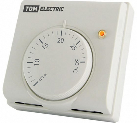 Термостат механический открытого монтажа TDM НТ-1, индикатор, 10 А, 230 В, белый